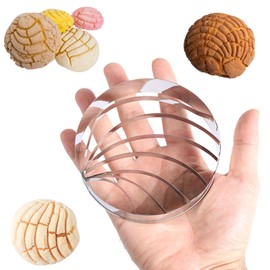 Tinoaly Concha Cutter, Stainless Steel Mexican Bread Mold Stamp, 4in/10.2cm Diameter, 1pc