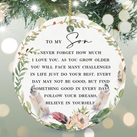 Gifts for Son Present Box Decorations Christmas Birthday Gifts for Son, Son Ornament Gifts, Ceramic Keepsake, 2024 Christmas Tree Decoration