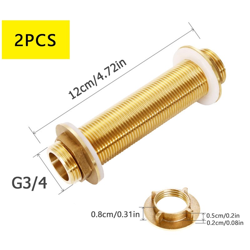 Pack of 2 G3/4 Brass Bulkhead Fitting, 12 cm Male