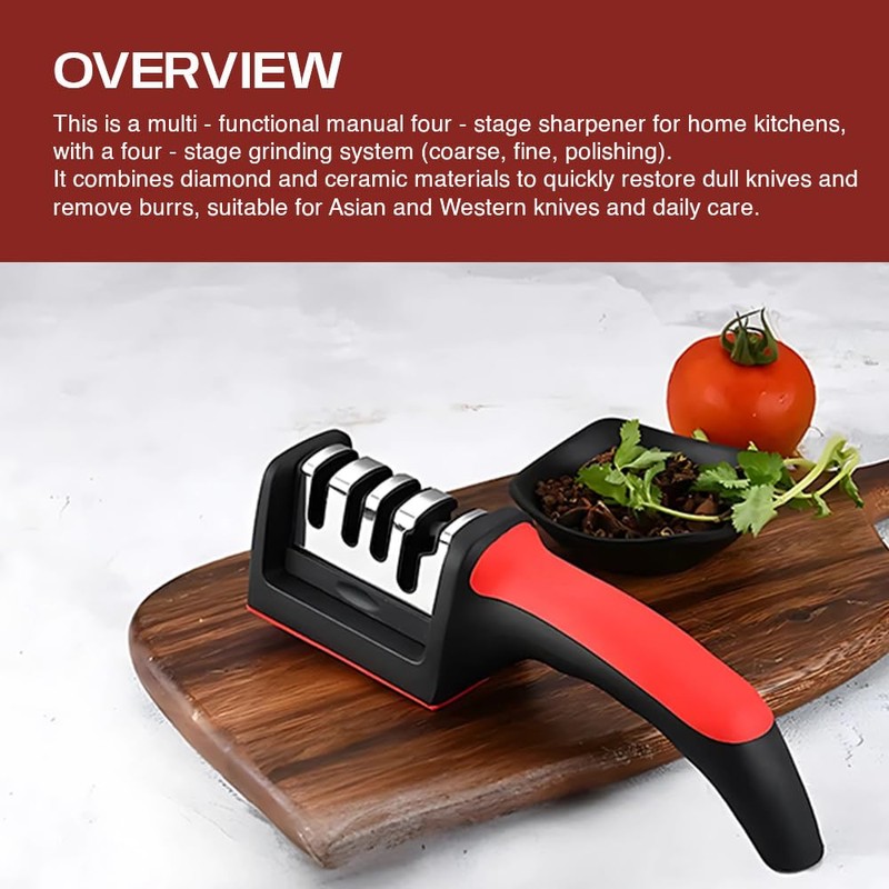 Premium 4-in-1 Knife Sharpening Kit, Kitchen knife sharpener with Anti-Cut
