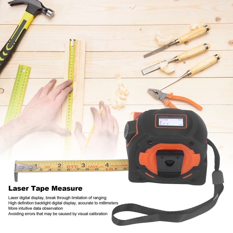 Laser Tape Measure 2 in 1 Digital Measurement Tool Distance
