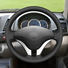 MEWANT Steering Wheel Cover for Mitsubishi L200 2006-2015 Hand Sewing Steering Wheel Protector