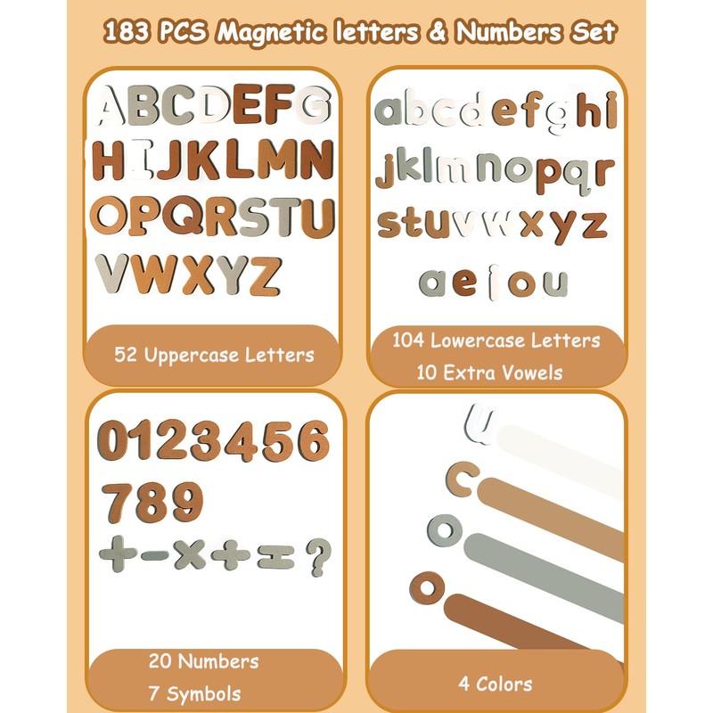 Joswisch 186 Pieces Magnetic Letters and Numbers-Alphabet Fridge Magnets ABC
