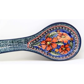 Polish Pottery Spoon Rest From Zaklady Ceramiczne Boleslawiec #1178-150 Art Unikat Signature Pattern, 12 Inch Long