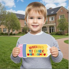 Watch Out 1st Grade Here I Come Photo Sign for 1st Grade Back to School Decorations, 1st Grade Back to School Supplies, First Day of 1st Grade Decorations Photo Board