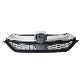 YLT AUTO Front Bumper Upper Grille Guard with Replacement Kit Black Front Cover Air Intake with Chrome Trim for 2017 2018 2019 Honda CR-V CRV