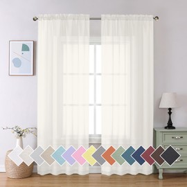 Aiyufeng 2 Pack: Basic Solid Sheer Curtain 84 Inches Long, Light Filtering Airy Voile Drapes for Living Room, Patio, Sliding Door, Each 40" W x 84" L