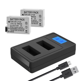 LP-E8 Battery Charger Pack, 2-Pack Battery & Dual Slot Charger, Compatible with Canon EOS Rebel T2i, T3i, T4i, T5i, 550D, 600D, 650D, 700D, Kiss X4, X5, X6i, X7i Cameras &More(Not for T2 T3 T4 T5)