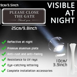 2 Pack Beware of Dogs Sign, 9.8'' x 3.5'' PLEASE CLOSE THE GATE Aluminum Signs with Zip Ties & Screws, Do Not Enter Warning Sign Dog Will Bite Safety Sign for Outdoor Gate Wall Fence