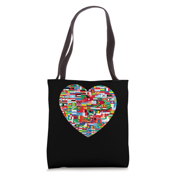 Patriotic World Map Flags Heart Patriotic Traveler Tote Bag
