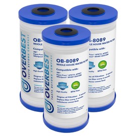 Overbest 10" x 4.5" Whole House Water Filte Replacernent for 3M®Aqua-Pure®AP810, AP811, AP801, AP801-C, AP801T, P801B, Whirlpool® WHKF-GD25BB, VWHKF-DWHBB, 5 Micron Well & Tap Water Filter, Pack of 3