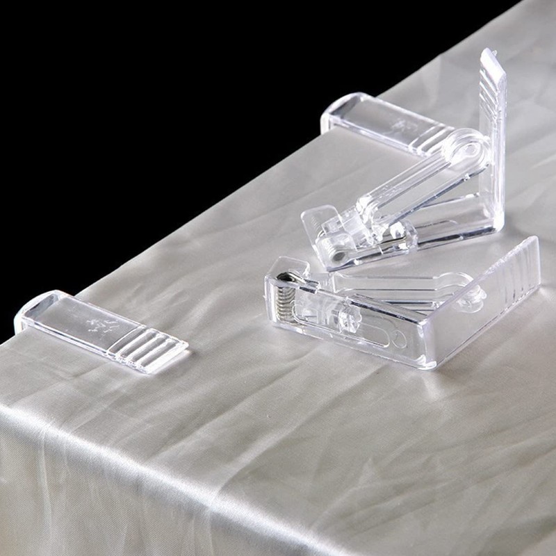 Pack of 4 Tablecloth Clips, Transparent Plastic Clips, Adjustable High