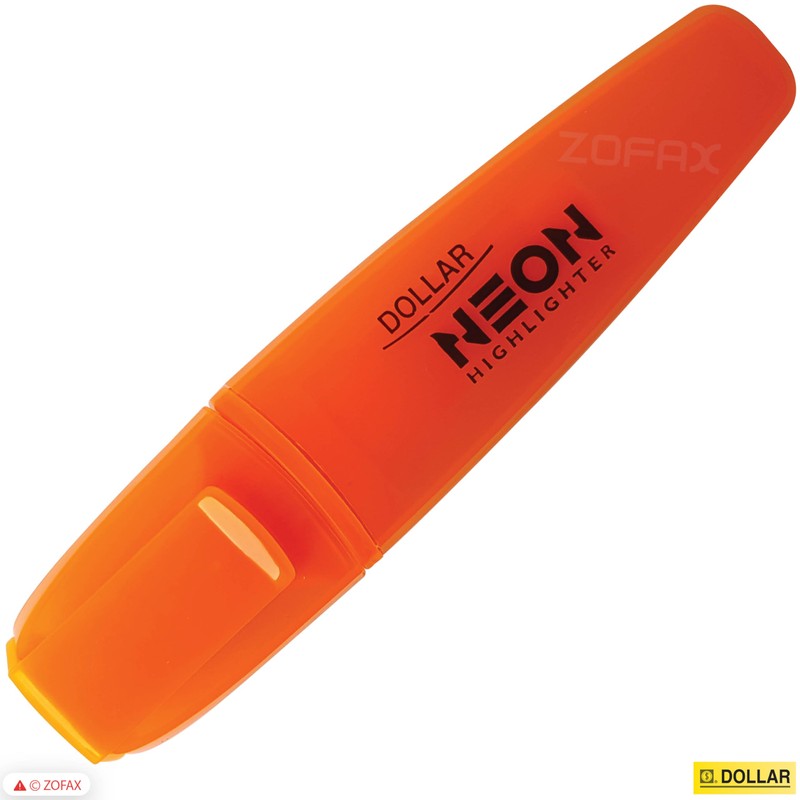 DOLLAR NeoGrip Highlighter Pens, ORANGE, Pack of 5, Chisel Tip