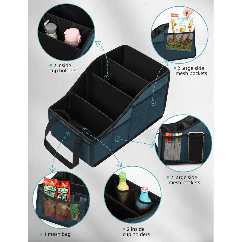 YOHOOLYO Car Seat Organizer Backseat Car Organizer with 4 Compartments,