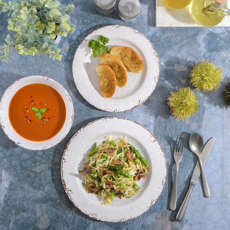 Gibson Home Mauna Melamine Plastic Dinnerware Set, Service for 4