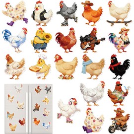 Funny Chicken Fridge Magnets Set 20PCS Whimsical Farmhouse Kitchen Decor Colorful Poultry Refrigerator Magnet Cute Country Animal Locker Decorations for Office Whiteboard Gift for Chicken Lovers Women