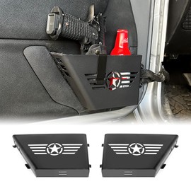 Metal Front Door Storage Pockets for 2007-2018 Jeep Wrangler JK JKU 2/4 Door Side Insert Organizer Box Door Stainless Steel Upgraded