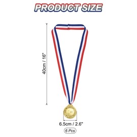 PATIKIL Gold Award Medals 2.6 Inch, 6 Pieces Winner Award Medals 1st Place Gold Prize Style with Neck Ribbon for Games Sports Competitions