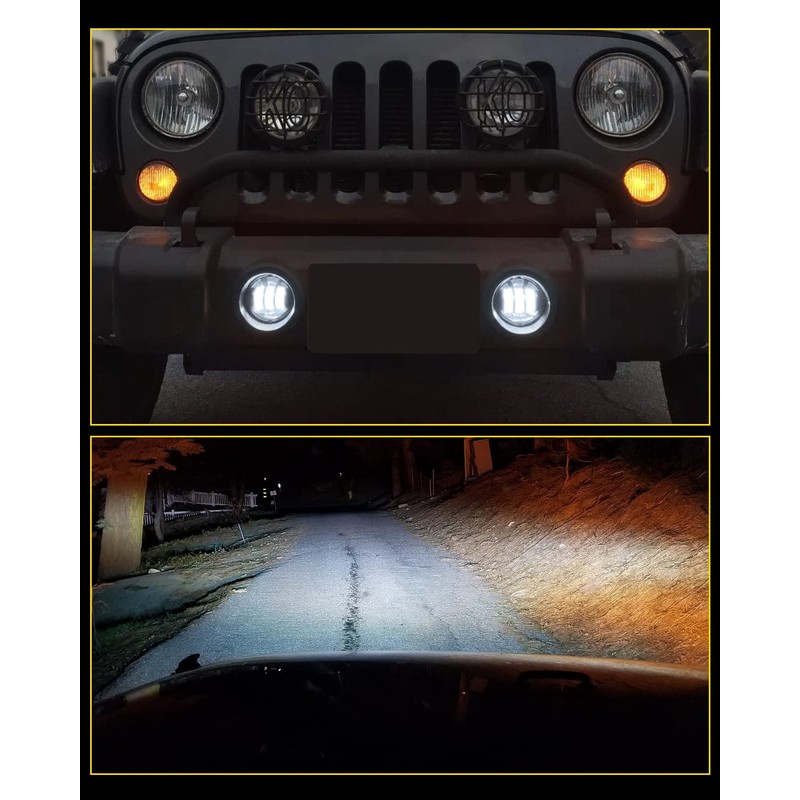 AUXLIGHT White 4 Inch LED Fog Lamps Replacements Compatible with