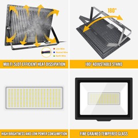 YOJZMA 200W Outdoor Flood Lights 20000LM Super Bright Security Light IP66 Waterproof Floodlight 6000K Cool White Light LED Exterior Lighting for Garage Garden Stadium Backyard Yard