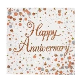 Oaktree Happy Anniversary Fizz Rose Gold 33cm x 33cm 3-ply Napkins 16pcs