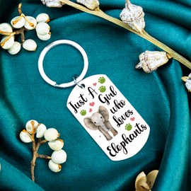 WXCATIM Elephant Keychain Elephant Themed Gifts for Women Just A Girl Who Loves Elephants Keychain Gift for Animal Lovers Birthday Christmas Easter Gifts for Woman Adults
