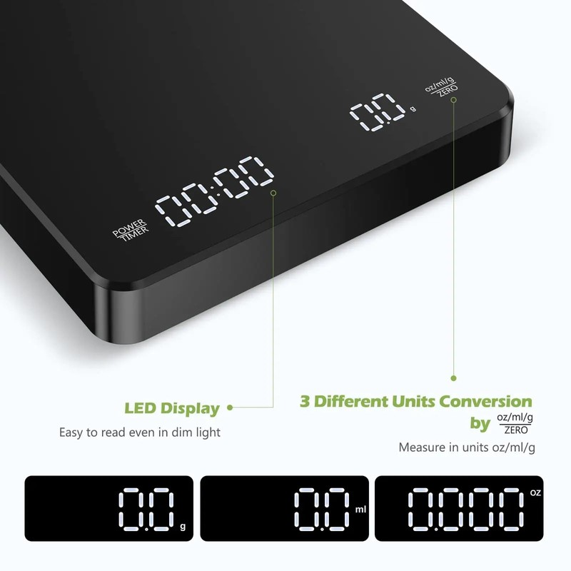 Oodle Coffee Mini Digital Scale, 3kg/0.1g Precision Scale for Espresso