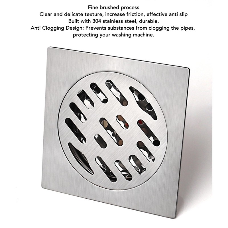 Square Shower Drain Kit 4.3in Stainless Steel Anti Clogging Odor