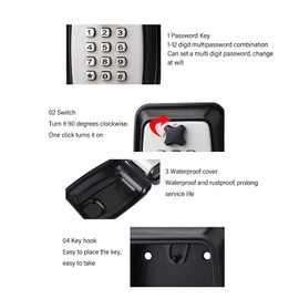 Cryfokt Heavy Duty Push Button Key Lock Box Capacity for Car, Combination Window and Wall Lock Box with Keypad Unlock System for Turo Getaround Multiple Scenarios, 4 x 2.47 x 1.23 inches