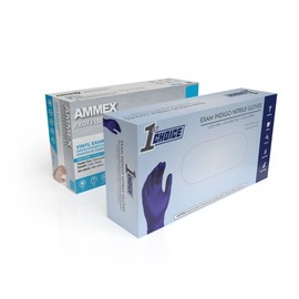 Indigo Nitrile and Clear Vinyl 3-mil Disposable Exam Glove Bundle, 100 Gloves per Box, Latex/Powder-Free, Food-Safe, X-Large