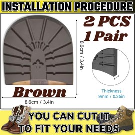 HuGuWdy Brown Boot Heel Replacement 1 Pair，Shoe Heel Repair Anti Slip Shoe Grips Shoe Repair Kit Shoe Sole Repair Heel Repair Kit For Shoes Rubber Soles For Bottom Of Shoes For Rubber Front Sole