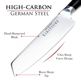 KIRITSUKE Professional Chef Knife 8 Inch Kitchen Knife - Premium Ergonomic Ultra Sharp High Carbon German Stainless Steel - Pakkawood Handle Chef's Knives