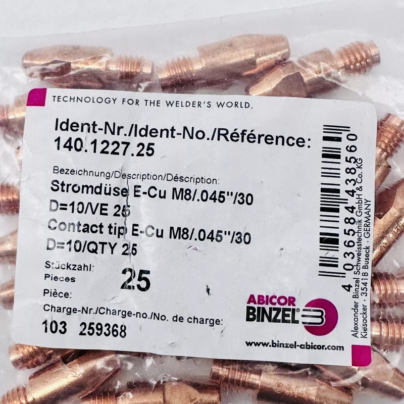 ABICOR BINZEL (PACK 25) ABICOR BINZEL 140.1227.25 CONTACT TIP E-CU