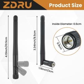 ZDRU 2.4GHz / 5.8GHz Dual Band WiFi Antenna, 3dBi MIMO SMA Male Antenna for WiFi Router Wireless Network Card USB Adapter Security IP Camera Video Surveillance Monitor (4 Pack)