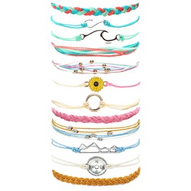 Long tiantian Blue Friendship Bracelets for Women Gifts Trendy Stuff String Bracelets Waterproof Summer Ankle Bracelets Outfits Adjustable Wave Surfer Beach Bracelets Stocking Stuffers