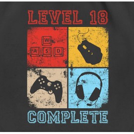 Shirtracer - Gym Bag Backpack - 18th Birthday - Level 18 Complete Completed, 03 Black, Unit size