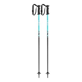 LEKI Kids’ Rider Lightweight Aluminum Ski Poles for Alpine Skiing - Darkblue-Light Turquoise-White - 95 cm