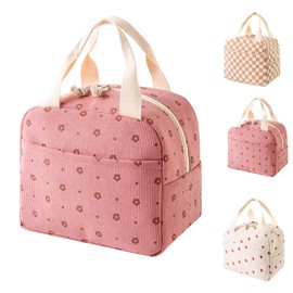 Lylilidy Insulated Lunch Bag Women, Large Pack Lunch Bags, Lunch Bags Cooler Tote for Kids, Leakproof Ladies Bento Bag for Work, School, Picnic (Pink Flower)