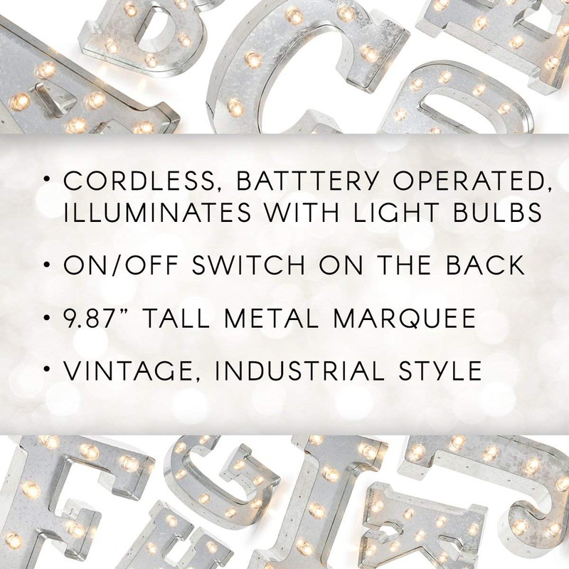 Darice Silver Metal Marquee Letter 9.875"-I