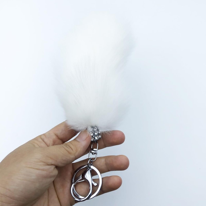 Sqzrpomddy Fox Tail Keychain Pendant Faux Fur Large Fox Fur