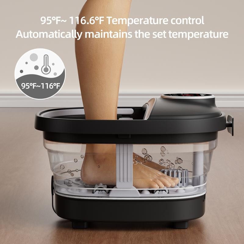 Bubble Foot Spa with Heat, Vibration, Red Light, 22 Rollers,
