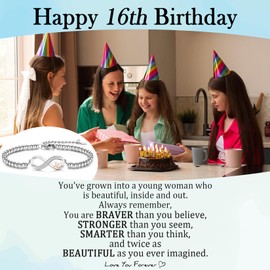 EPIRORA 16th Birthday Gifts for Girls, Infinity Knot Stainless Steel Beaded Charm Number Bracelets Gift for Daughter Sister Granddaughter Niece, 16 Years Old Birthday Decorations Trendy Stuff