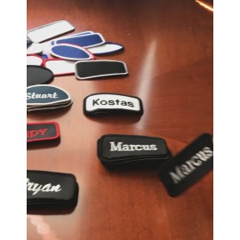 Penn Enblems Custom Embroidered  Name Tag Patch Motorcycle Badge 1.5"x3.25" Oval Black/Red - Black x Red, Block, White