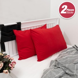 Lotusein Cushion Cover 50 x 70 cm (Set of 2) – Red – 100% Jersey Cotton 175 g/m² Cushion Covers – Cushion Cover for Cushions with Zip – Oeko-Tex Certified