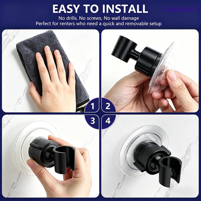 Adjustable Shower Holder for Wall Adhesive Handheld Showerhead Bracket No