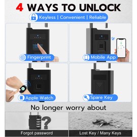 Dhiedas Fingerprint Lock with Key, Biometric Padlock, Weatherproof, Smart Lock with App, for Outdoor Fences, Garden Gates, Lockers, Luggage, Bikes and Boxes