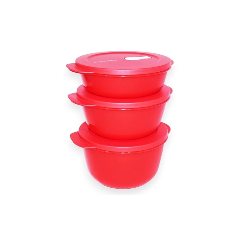 Tupperware Set of 3 Crystalwave Microwave Bowls 4.25, 6.25 and