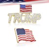 x xotic tech 2Pack Crystal Trump Brooch Pin+American Flag Lapel