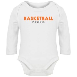 Hippowarehouse Basketball It's a Way of Life Baby Vest Bodysuit (Long Sleeve) Boys Girls White