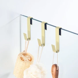 Shower Door Hooks,Towel Hook, Over Glass Door Hook for Bathroom, Suit for Frameless Glass Shower Door 0.39" (10 mm) Stainless Steel Gold, 3 Pack